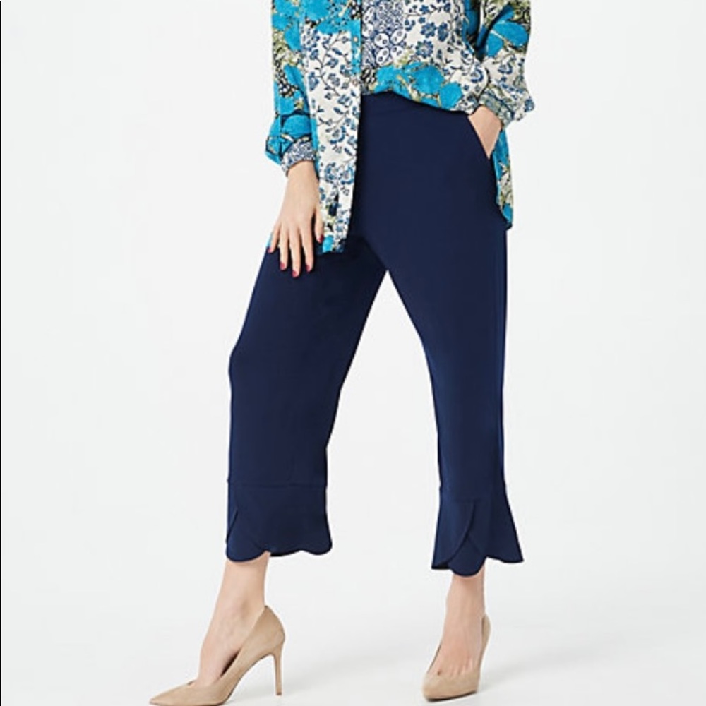 Susan Graver liquid knit tulip hem crop pants new in pkg $28 per pair.